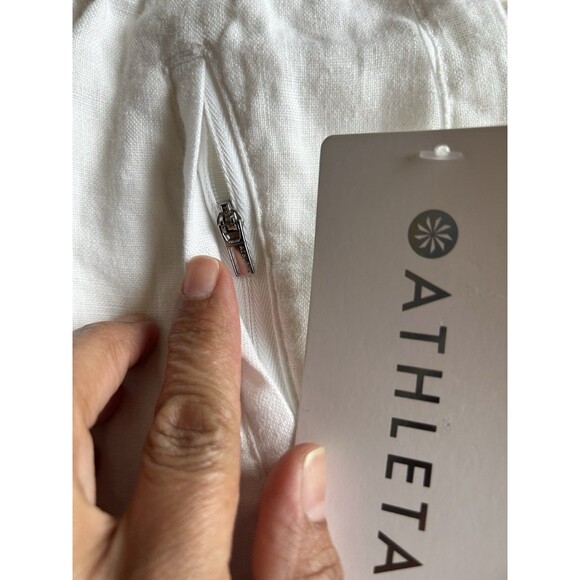 Athleta Women’s XL White Retreat 100% Linen Joggers High Rise NEW Beachy - Picture 10 of 13